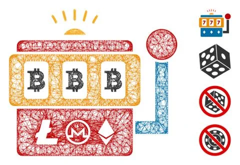 Bitcoin Gambling Machine Web Vector Mesh Illustration Illustration