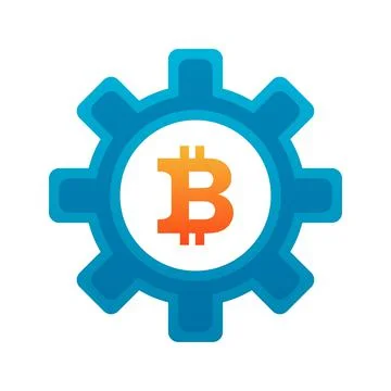 Bitcoin gear logo design template icon Stock Illustration