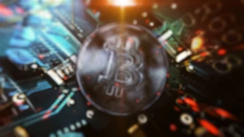 BitCoin. Geometrical background bitcoin. Stock-Footage 90341044