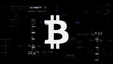 Bitcoin glitch cryptocurrency mining data stream digital grid background Stock Footage 102039302