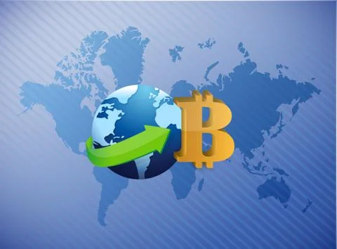 Bitcoin globe illustration design Stock Illustration