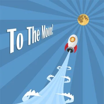 Bitcoin go to the Moon! Vector poster. Stock Illustration