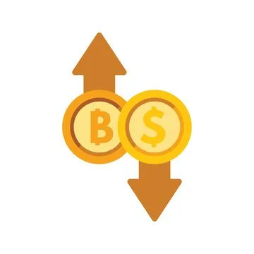 Bitcoin going up while dollar going down indicating market volatility Stock Illustration
