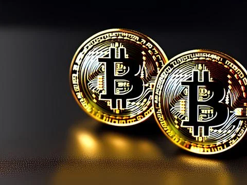 Bitcoin gold coin background abstract financial art 2 coins Stock Illustration