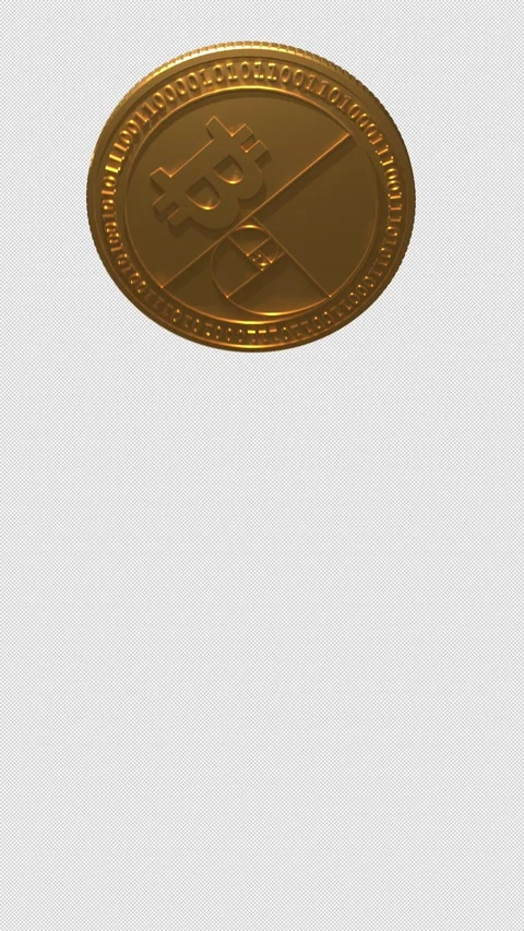 Bitcoin gold coin soars and falls on transparent, vertical video, slow motion 3d Stock Footage 318291315