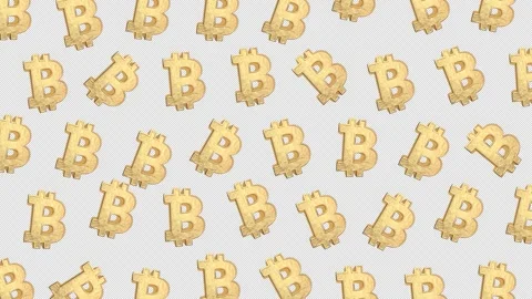 Bitcoin gold coins pattern on transparent background Stock Footage 326837963