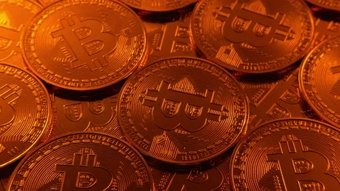 Bitcoin gold coins virtual background. Crypto currency Stock Footage 168647311