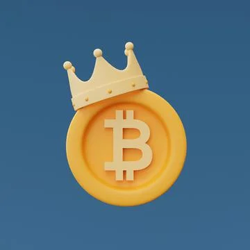 Bitcoin with gold crown,cryptocurrency,blockchain technology services ,3d ren Stock Illustration