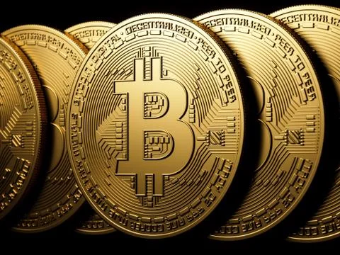 Bitcoin gold isolation on black Stock Illustration