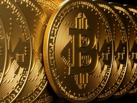 Bitcoin gold isolation on black Stock Illustration