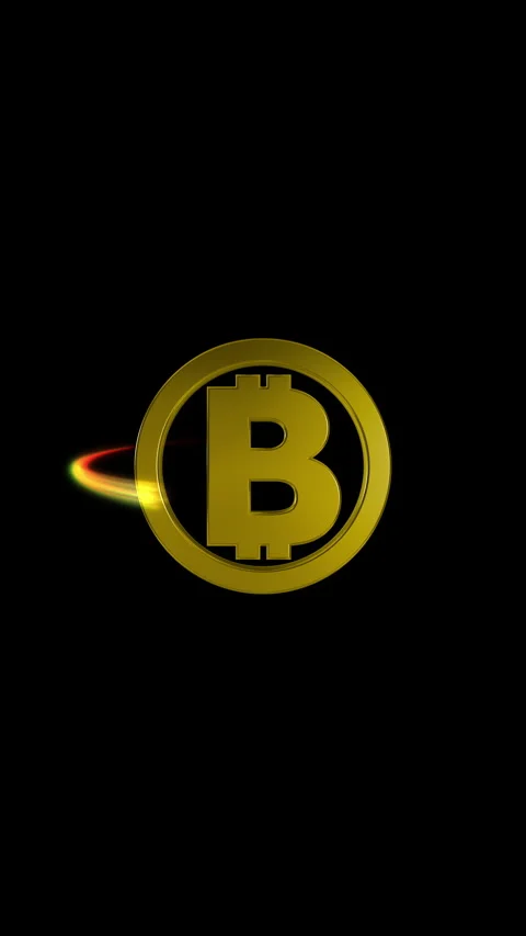 Bitcoin Gold Rotate Vertical Stockbeeldmateriaal 340406371