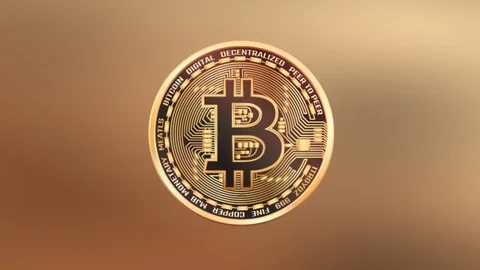 Bitcoin - Golden Bit-coin With Rotating Particles Stock Footage