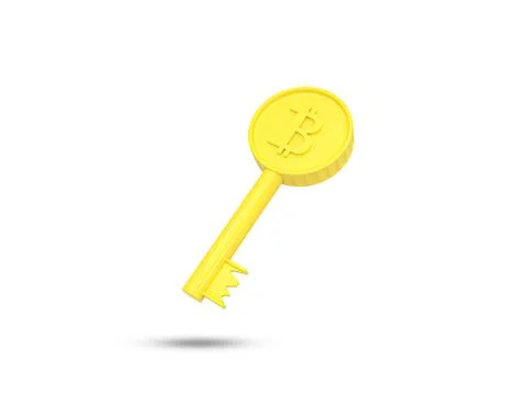 Bitcoin Golden key 3D icon. Illustration
