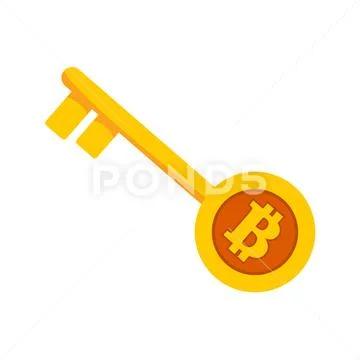 Bitcoin Golden Unlock Key Vector Illustration Graphic Stock Illustration