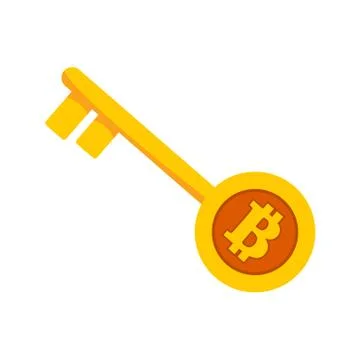 Bitcoin Golden Unlock Key Vector Illustration Graphic Stock Illustration