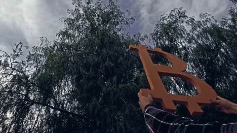 Bitcoin got up. Bitcoin today. How much is bitcoin. Crypto currency. Stock Footage 83892693