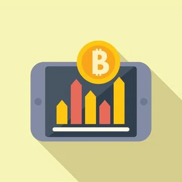 Bitcoin graph analyst icon flat vector. Data price salary Stock Illustration