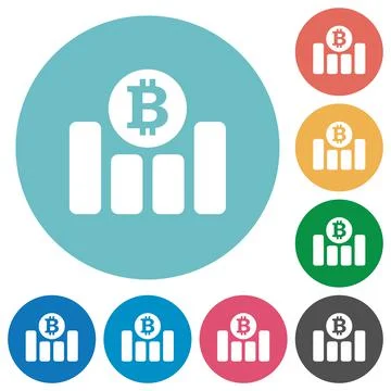 Bitcoin graph flat round icons Stock Illustration