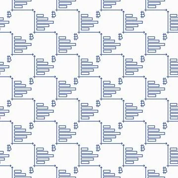 Bitcoin Graph vector Crypto Trading linear seamless pattern 스톡 일러스트