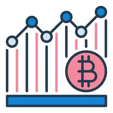 Bitcoin Graph vector Cryptocurrency Trading colored icon or logo element Stock Illustration