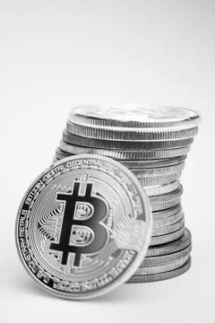 Bitcoin in grayscale Stock Photos