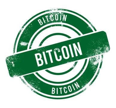 Bitcoin - green round grunge button, stamp 写真素材