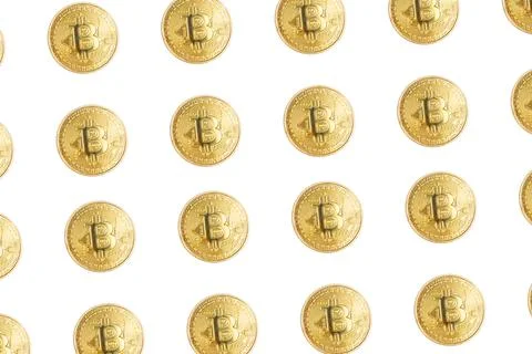 Bitcoin group isolated on white background, computer finance, digital blockchain Stock Illustration