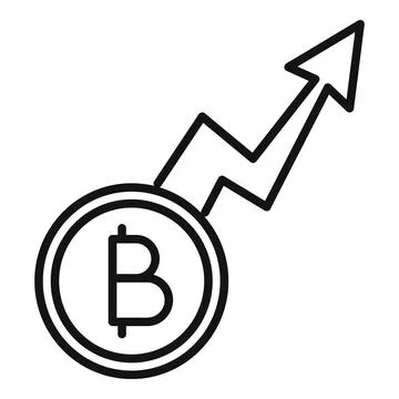 Bitcoin grow icon outline vector. Crypto gain mobile 库存插图
