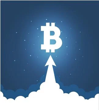 Bitcoin grows. Digital currency. Cryptocurrency. Virtual money concept. Stock Illustration