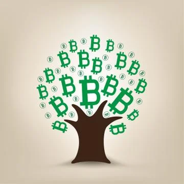 Bitcoin grows on tree Stock Illustration