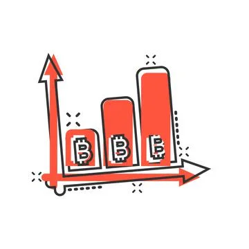 Bitcoin growth icon in comic style. Blockchain cartoon vector illustration on Stock Illustration