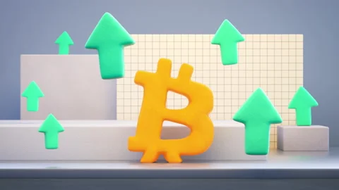 Bitcoin growth metaphor 3D render animation Stock Footage 157086146