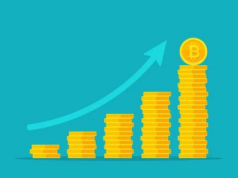 Bitcoin growth vector illustration Stock Illustration
