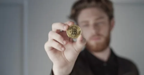 Bitcoin guy crypto currency Stock Footage 146428501