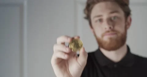 Bitcoin guy crypto currency Stock Footage 146429271