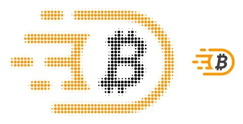 Bitcoin Halftone Dotted Icon 스톡 일러스트