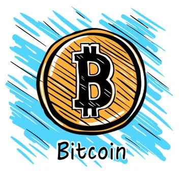 Bitcoin  Hand drawn sketch Stock Illustration