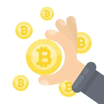 Bitcoin in hand. Stock Illustration