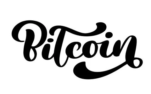 Bitcoin Hand written calligraphy text logo. Vector art crypto illustration Stock Illustration