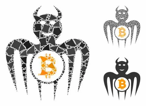 Bitcoin happy spectre devil Composition Icon of Unequal Pieces 스톡 일러스트