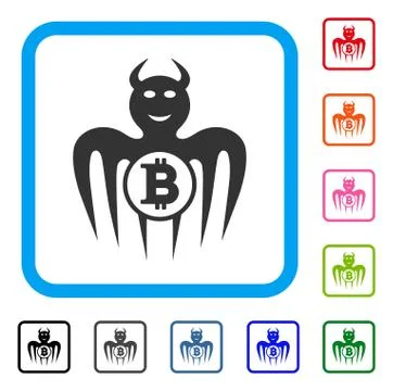 Bitcoin Happy Spectre Devil Framed Icon 스톡 일러스트