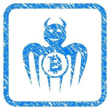 Bitcoin Happy Spectre Devil Framed Grunge Icon 库存插图