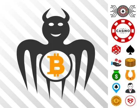 Bitcoin Happy Spectre Devil Icon with Bonus Stock Illustration