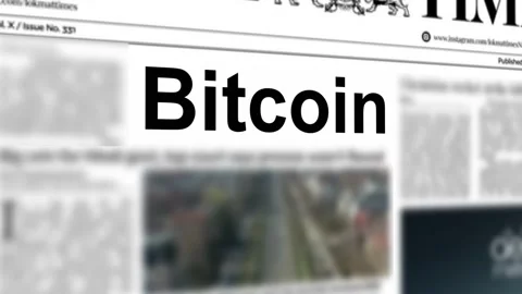 Bitcoin headline printing on newspapers concept. 4K Stock Footage 232131083
