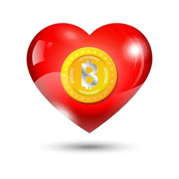 Bitcoin in heart Stock Illustration