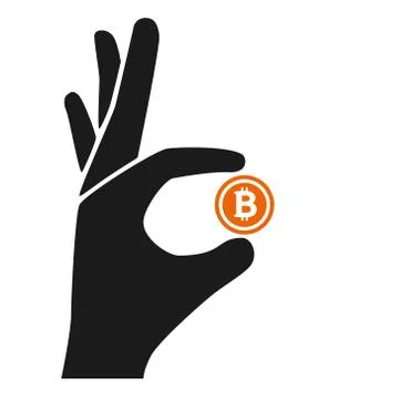 Bitcoin hold by hand Stock Illustration