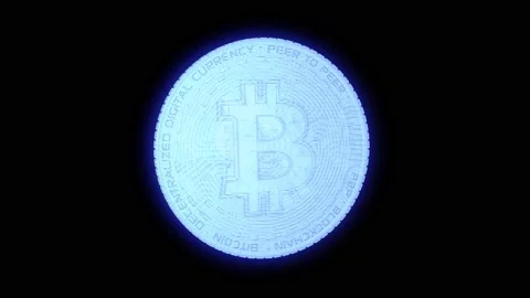 Bitcoin Hologram Rotating - Black Background - 4K Video stock 157179983