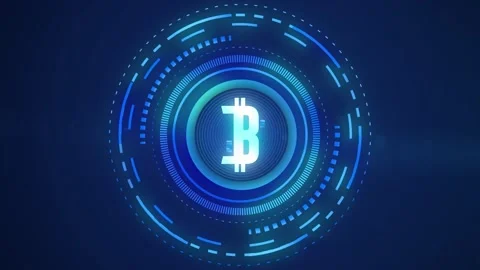 Bitcoin with HUD   Circle and line HUD technology glowing Effect animation 4k Stock Footage 341737689