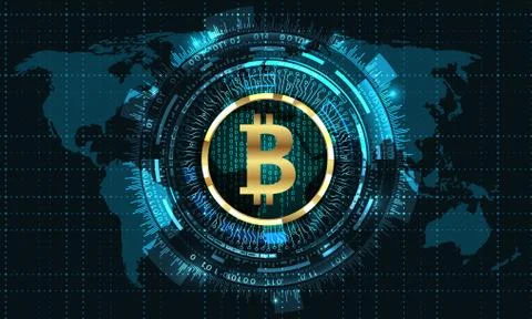 Bitcoin with HUD Elements. Bit Coin, BTC, Bit-coin, Digital Currency 스톡 일러스트