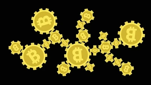 Bitcoin icon on black background. Internet money, coins Stock Footage 234822469